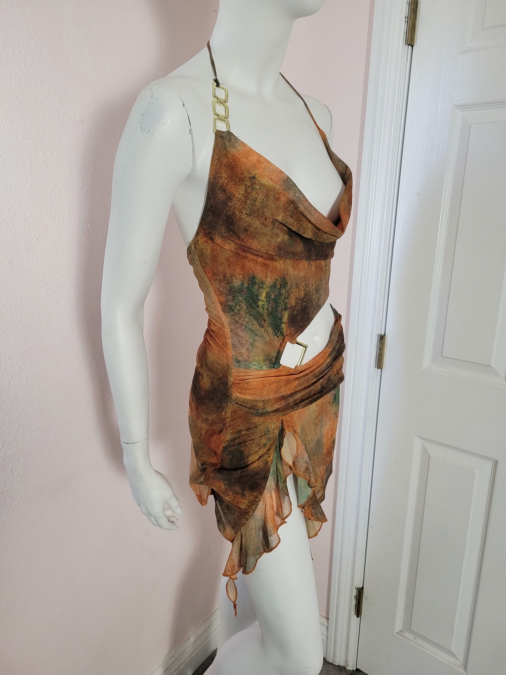 Windsor Rust Green Tie-Dye Mini Dress Set - Picture 3 of 10